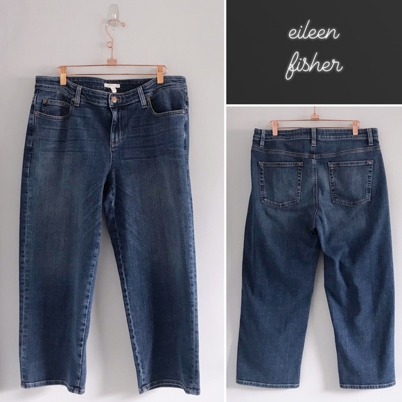 Eileen Fisher Denim - Eileen Fisher Blue Wide Leg Crop Jeans • 10